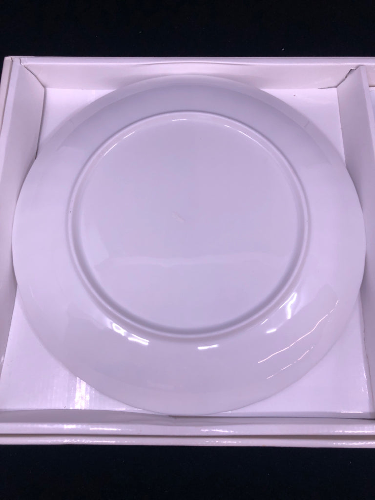 NIB PORCELAIN PLATE W/ SERVER BLUE FLORAL,FRUIT+BIRD.