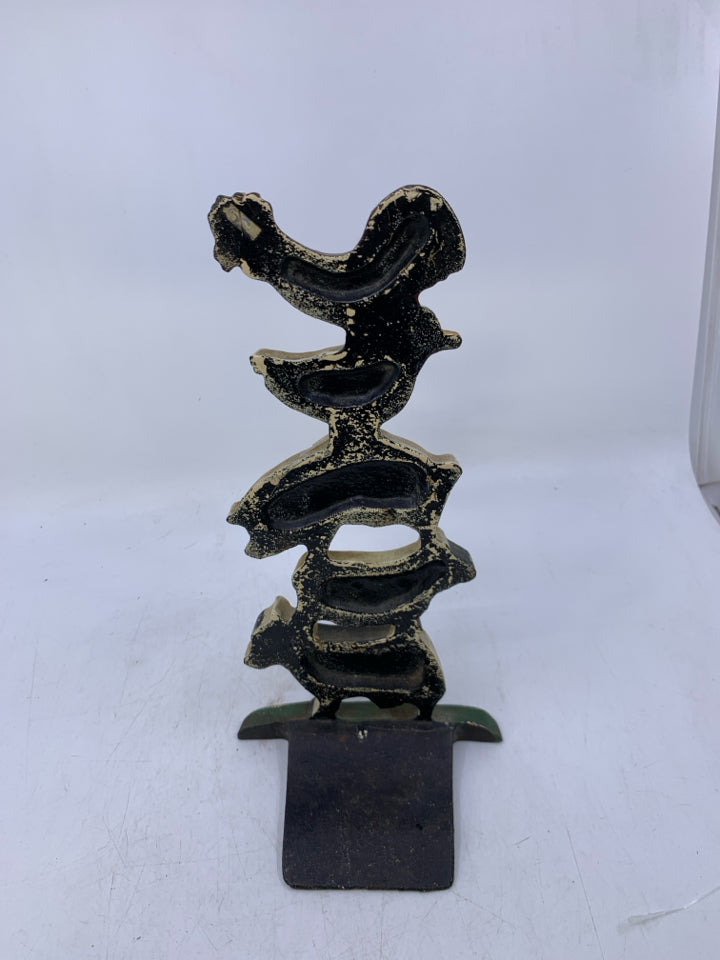 HEAVY METAL STACKED FARM ANIMALS DOOR STOP.