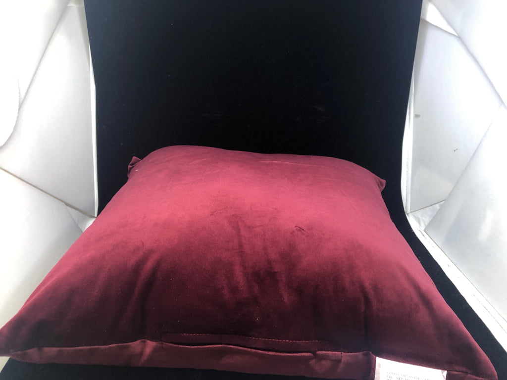 MAROON RED SQUARE PILLOW.