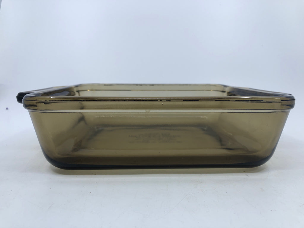 BROWN SQUARE GLASS BAKING DISH.