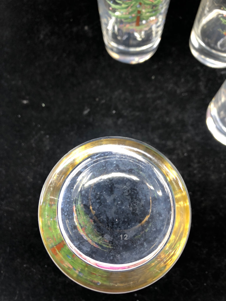 4 HIGHBALL SPODE CHRISTMAS TREE HIGHBALL GLASSES.
