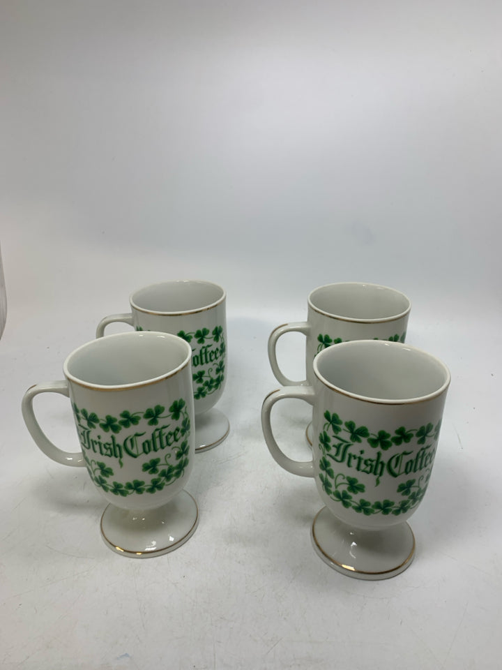 4 FOOTED IRISH COFFEE MUGS.
