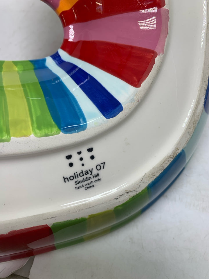 STRIPED RAINBOW CANDY CANE SERVING PIECE.