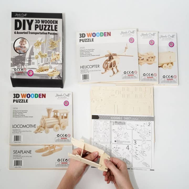 DIY 3D Wooden Puzzle Bundle Set: Set of 6 Transportation