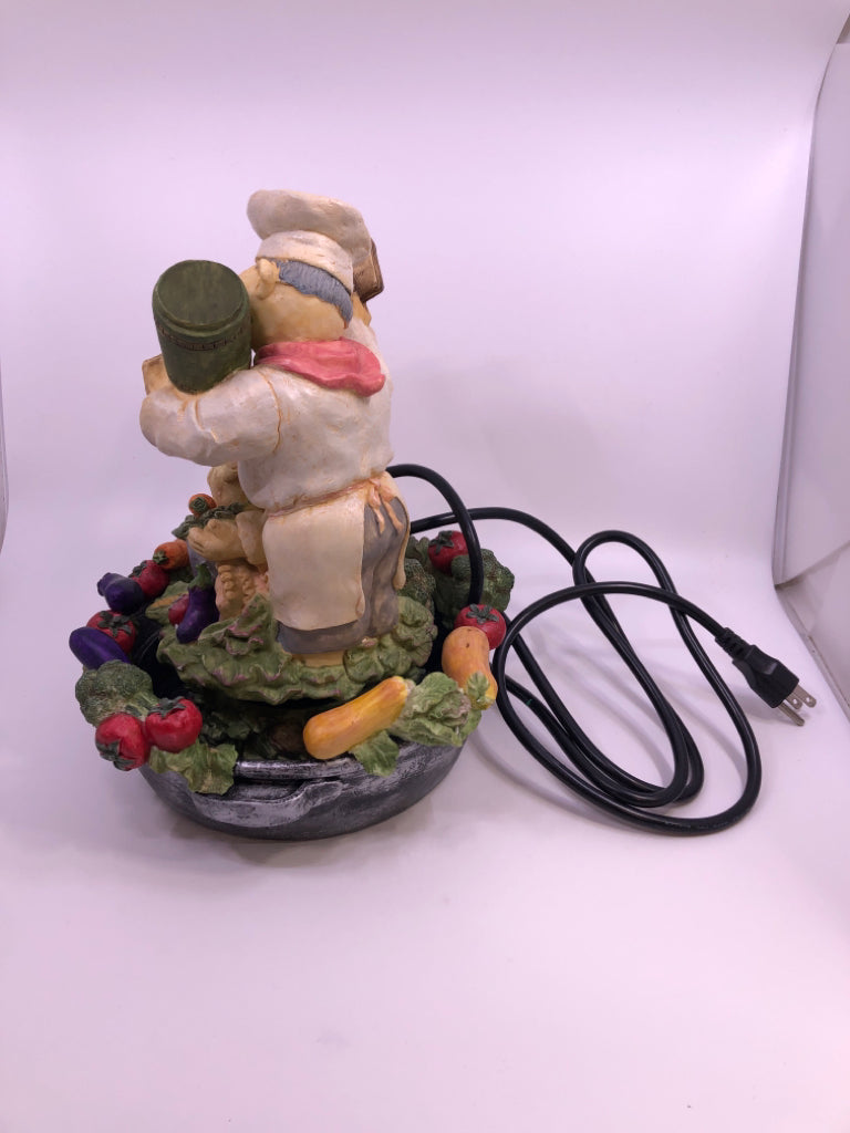 CERAMIC CHEF WATER FOUNTAIN POURING OLIVE OIL W/BOX.