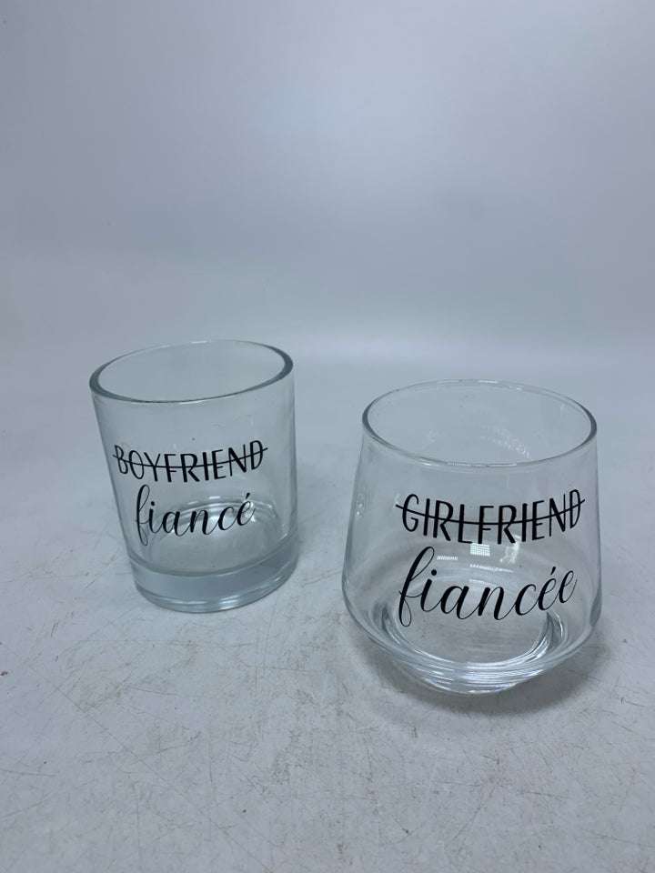 2 FIANCE HIS/HERS GLASSES.