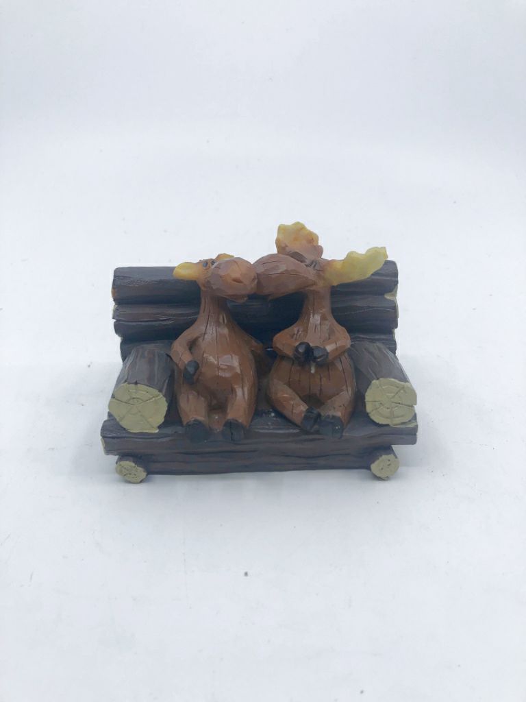 2 MOOSE ON A BENCH FIGURE.