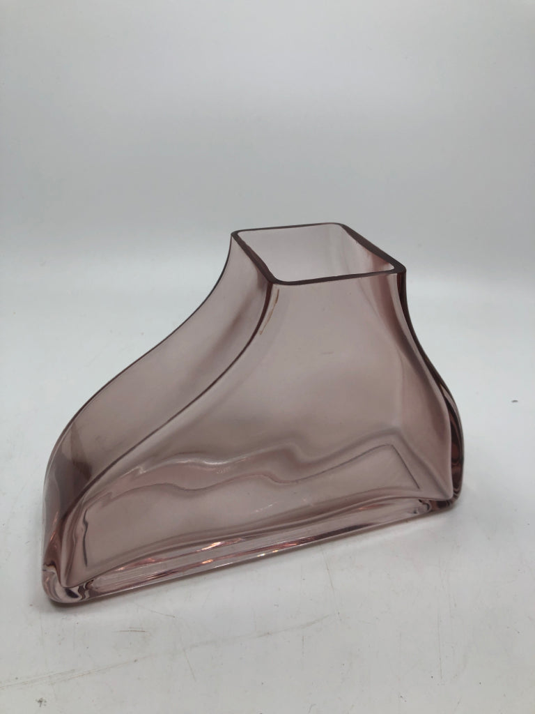 PINK GLASS ABSTRACT VASE.