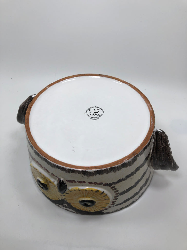 CERAMIC OWL BOWL W/LID.