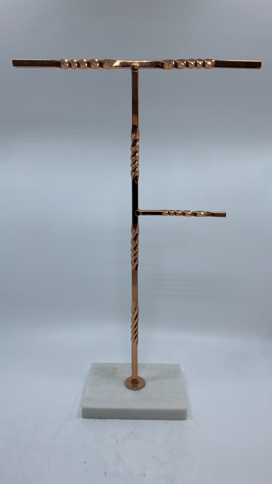 ROSE GOLD JEWELRY  HOLDER W/MARBLE BASE.