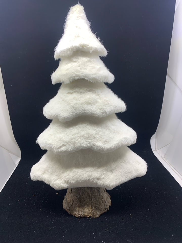 FAUX WHITE FUR TREE.