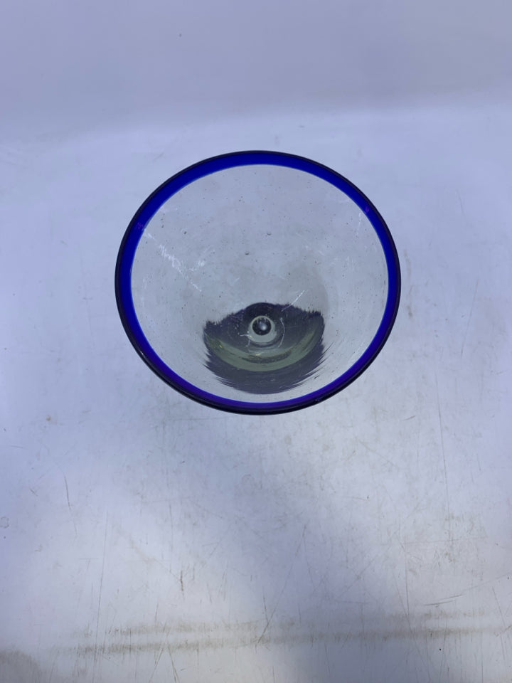 2 BLUE RIM MARGARITA GLASSES.
