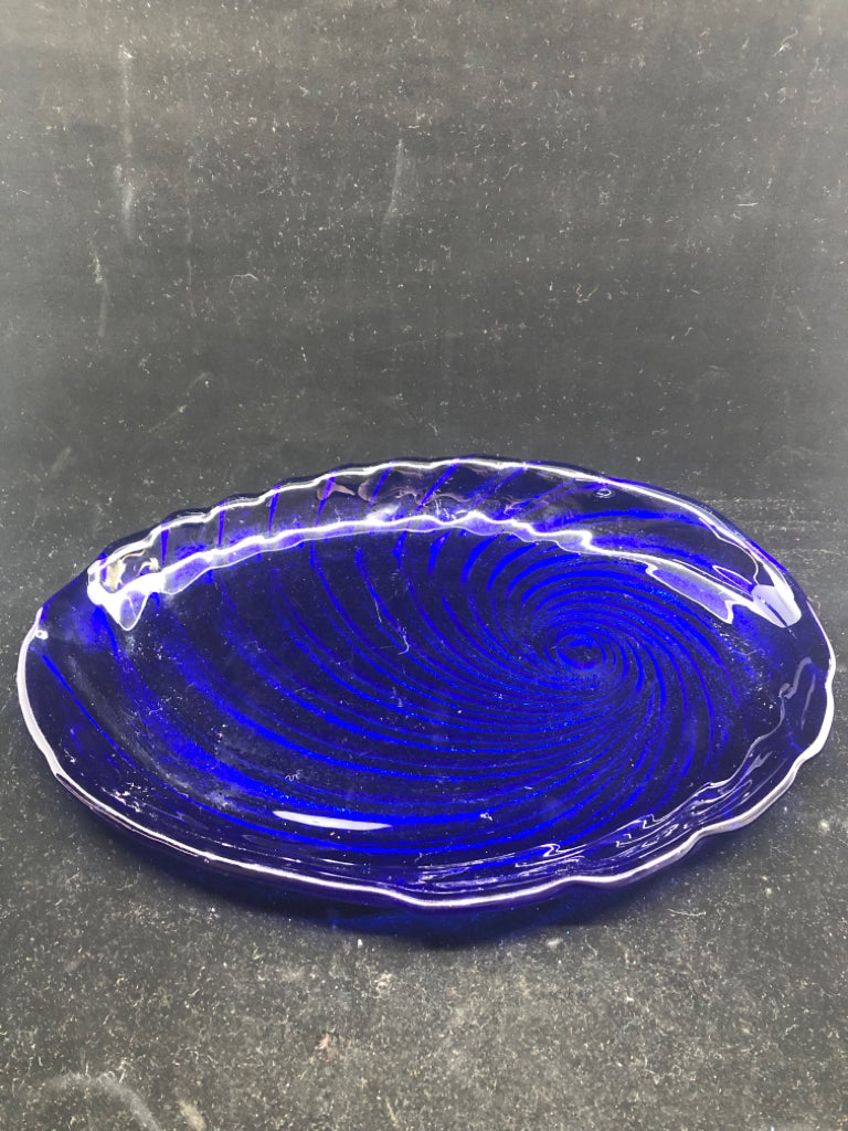 COBALT BLUE OVAL SERVING TRAY.