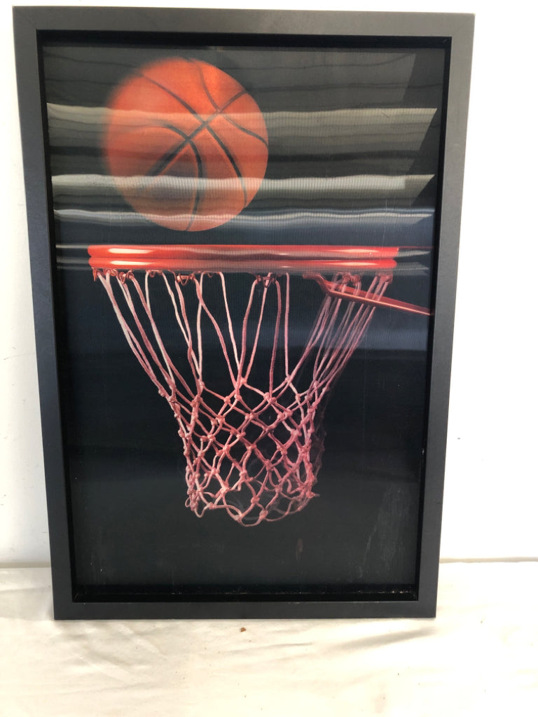 BLACK HOLOGRAM  BASKET BALL WALL ART.