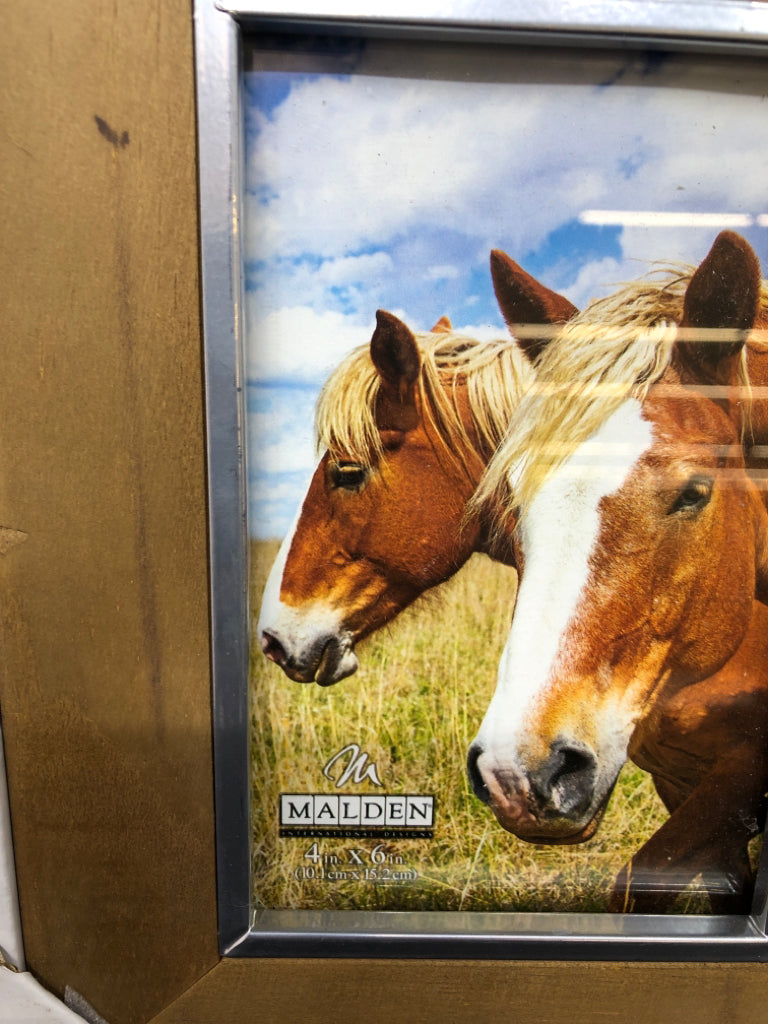 NIP BROWN PICTURE FRAME W/METAL BORDER MALDEN.
