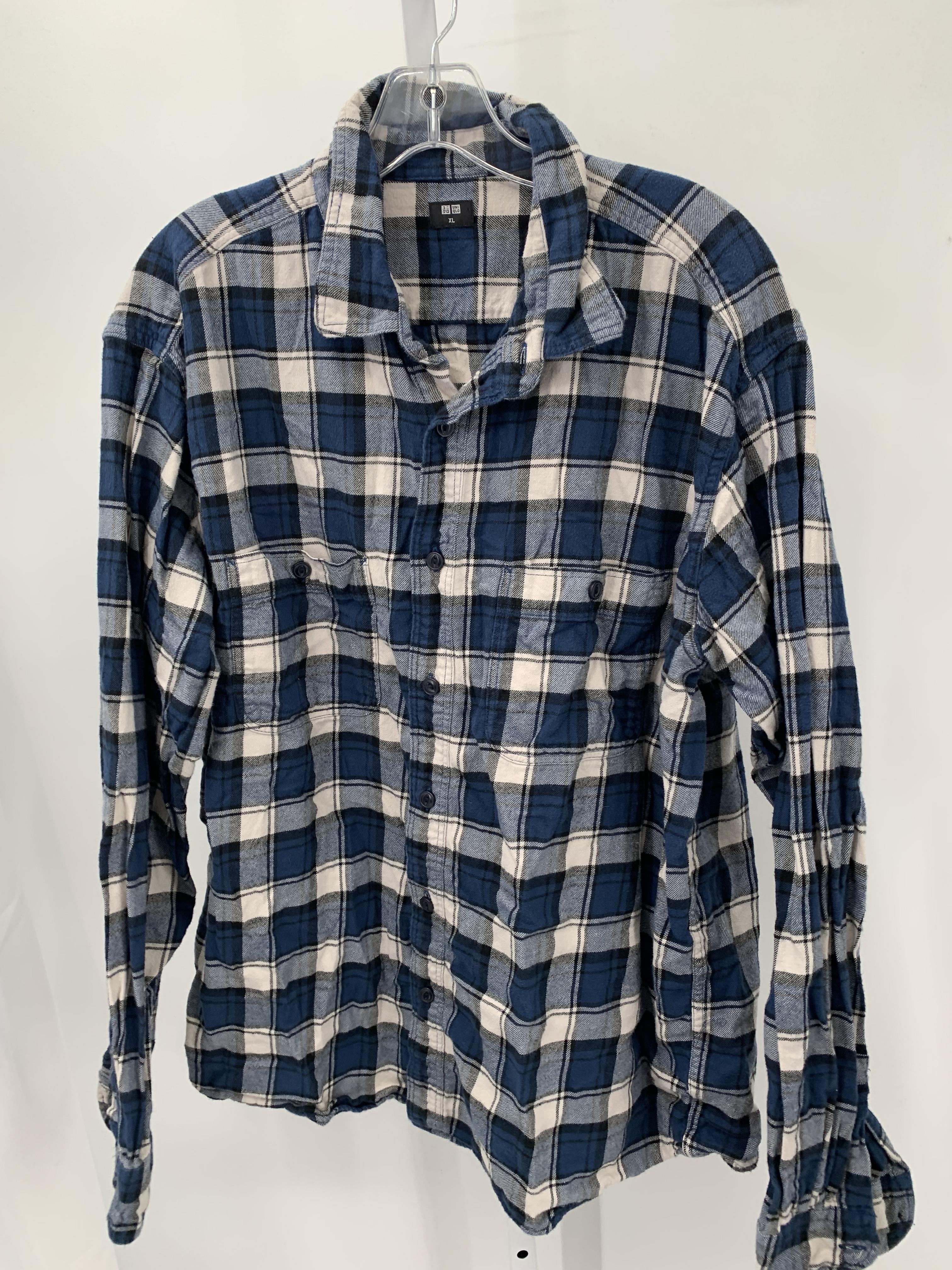 BLK/WHT PLAID BTN DOWN