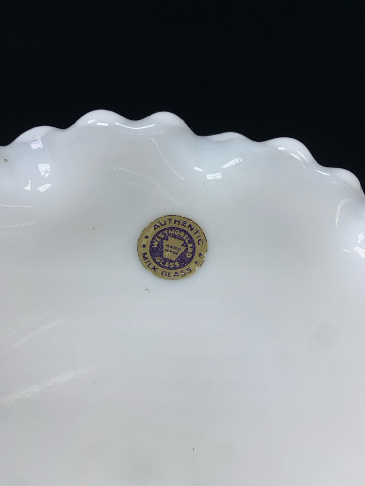 WESTMORELAND VTG MILK GLASS HOBNAIL PEDESTAL COMPOTE BOWL.