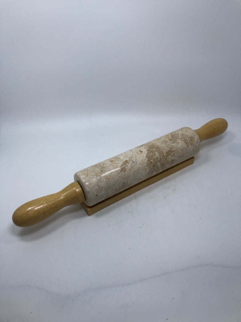 HEAVY MARBLE ROLLING PIN W/STAND.