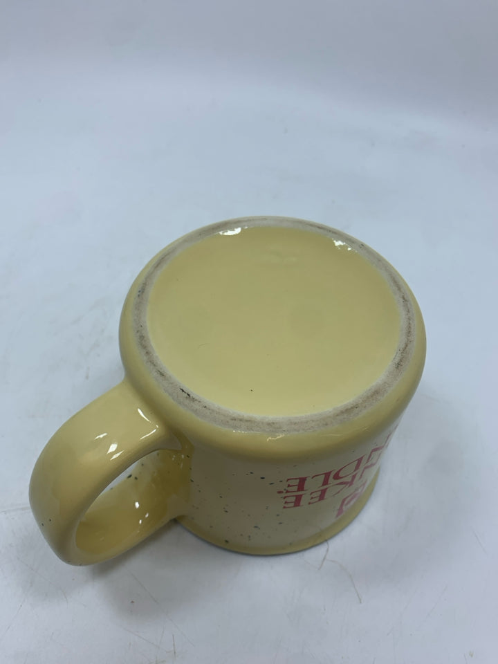 YANKEE CANDLE YELLOW SPECKLED MUG.