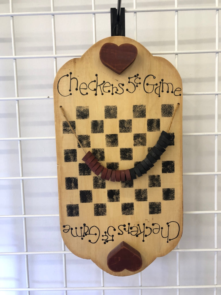 PRIMITIVE  WALL HANGING CHECKERS GAME.