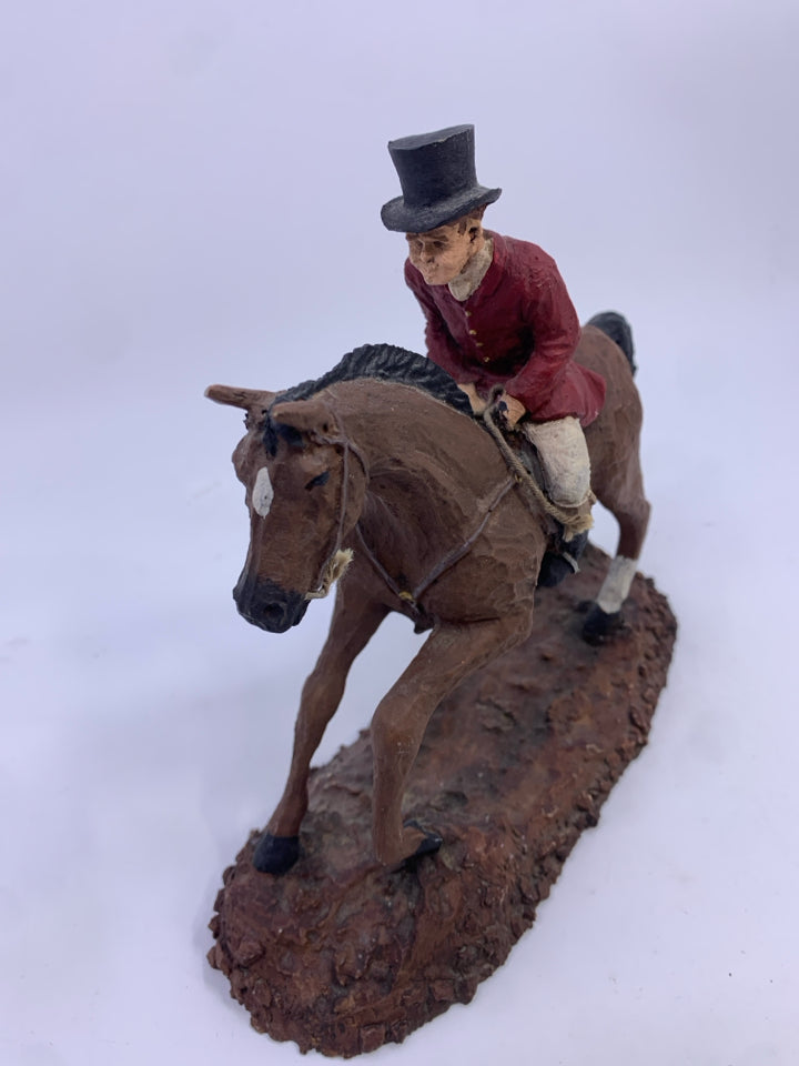 RESIN HORSE RIDER W/ TOP HAT.