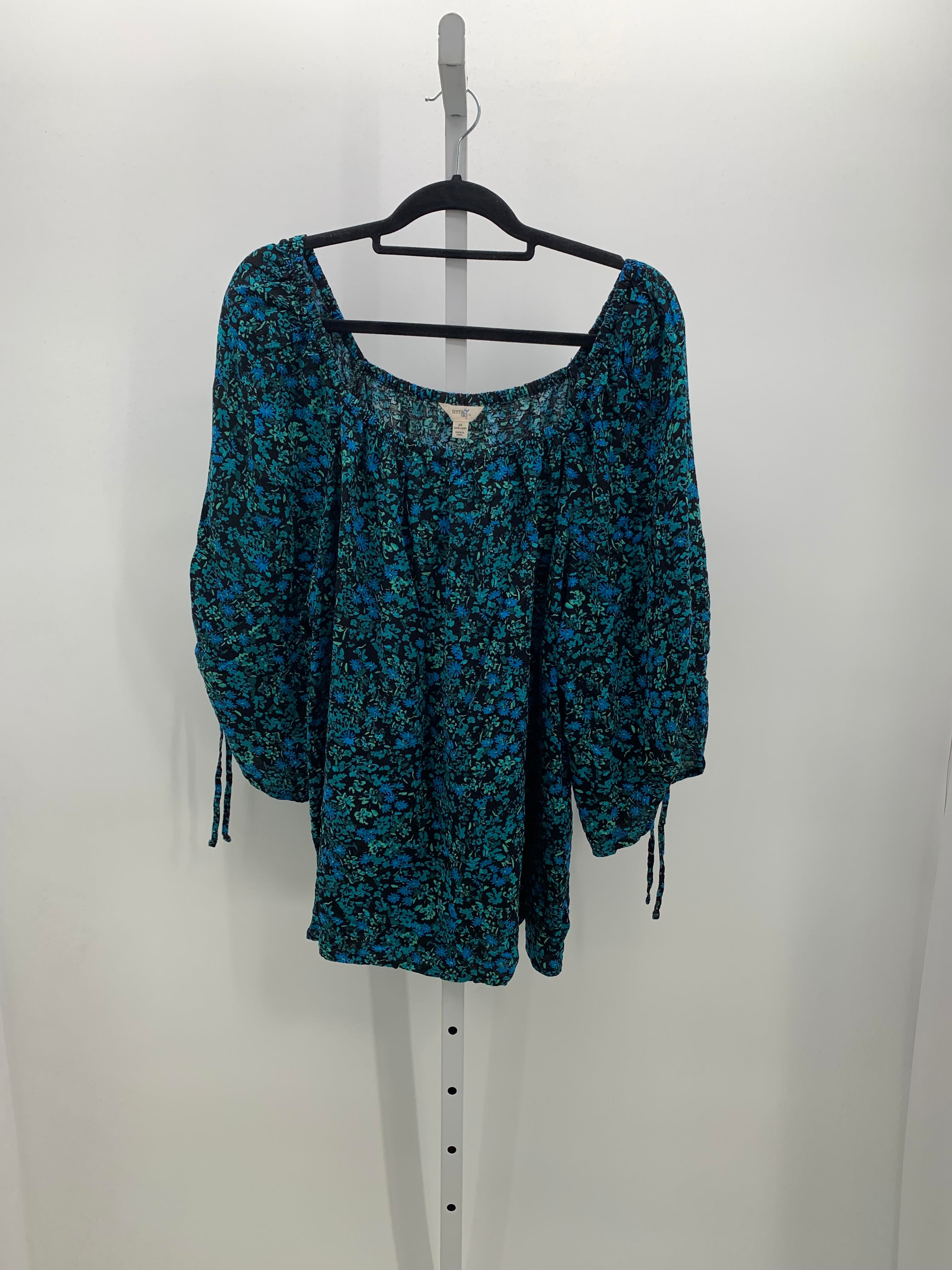 Terra & Sky Size 2X Womens 3/4 Sleeve Shirt