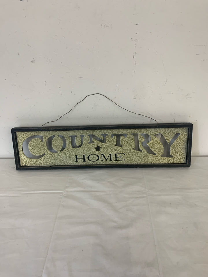 CUT OUT COUNTRY HOME PRIMITIVE STYLE BLACK W/ CRACKLE DESIGN WALL ART.