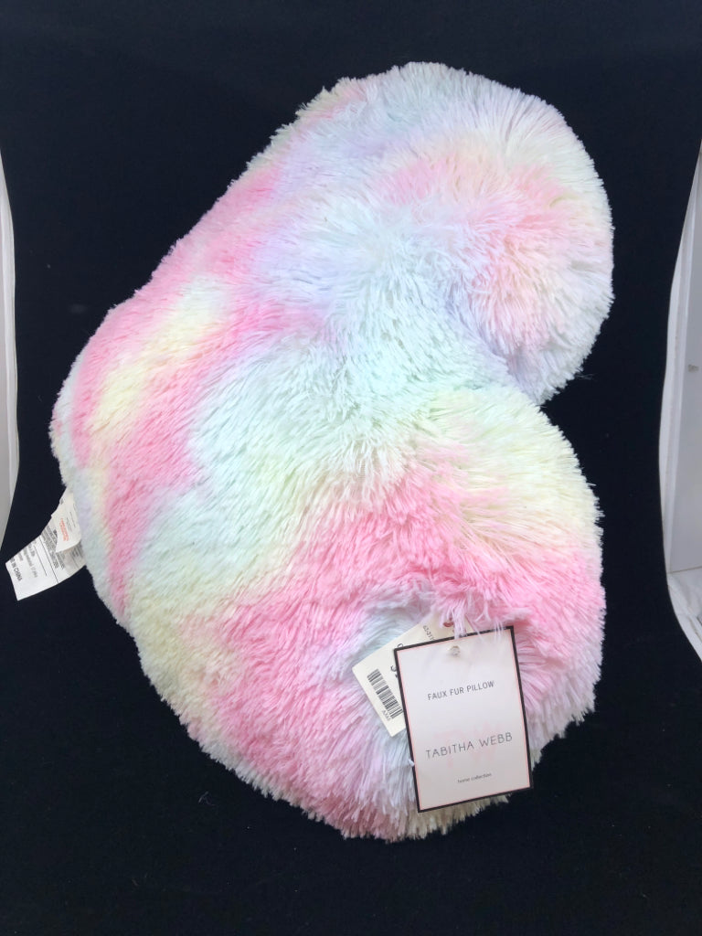 NWT PASTEL RAINBOW HEART PILLOW.