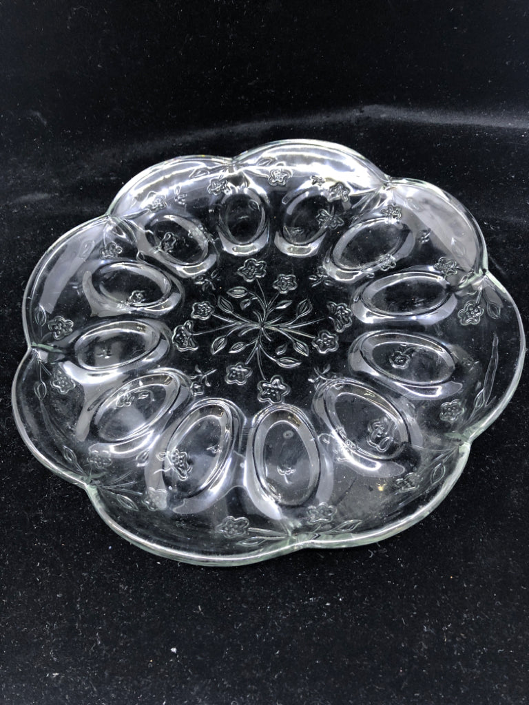 FLORAL EMBOSSED DEVILED EGG SERVER.