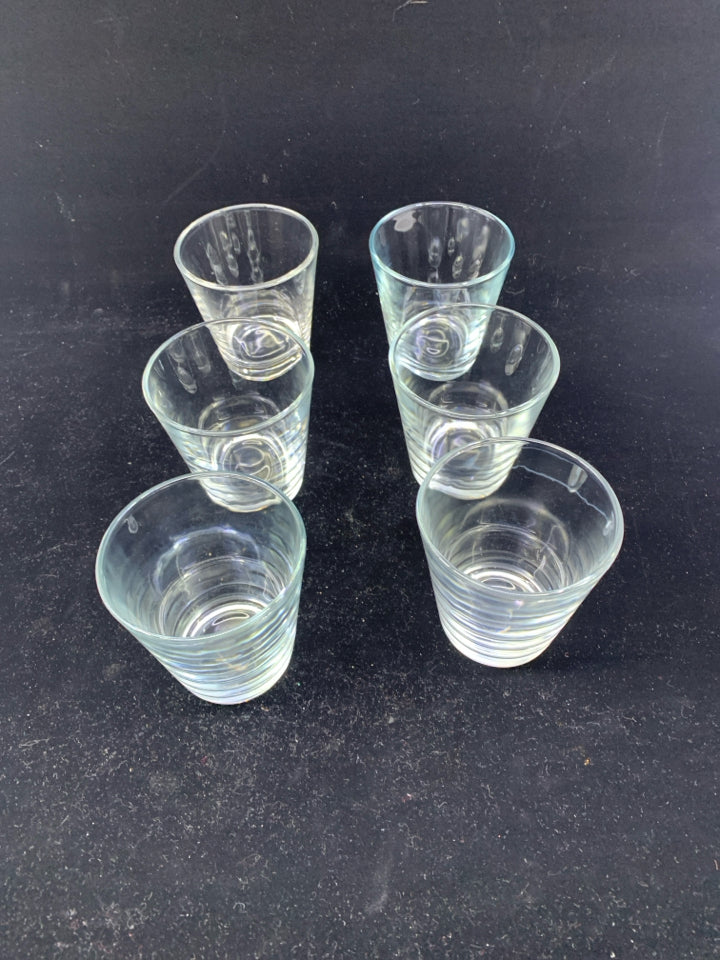 6 SHORT JUICE GLASSES.