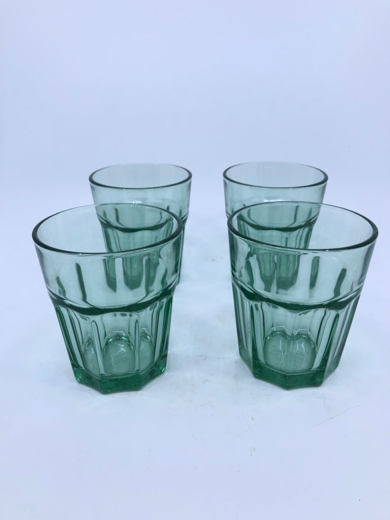 4 IKEA JUICE GREEN GLASSES.