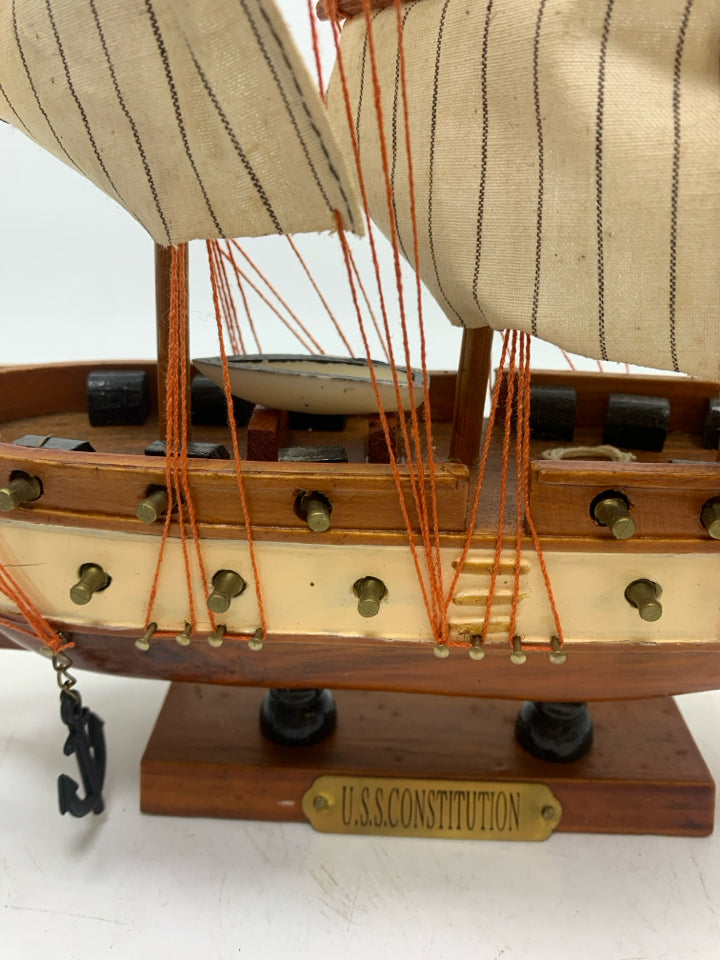 USS CONSTITUTION MODEL WOOD SHIP W/FABRIC SAILS.