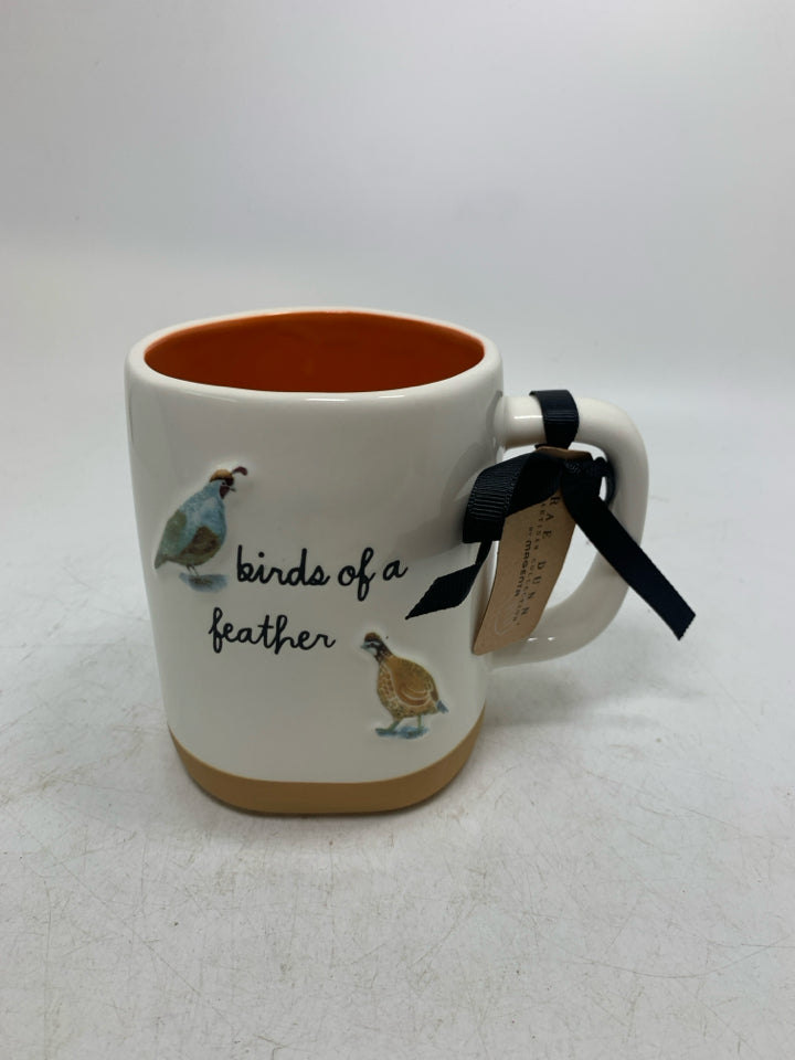 NWT BIRDS OF A FEATHER ORANGE INTERIOR MUG.