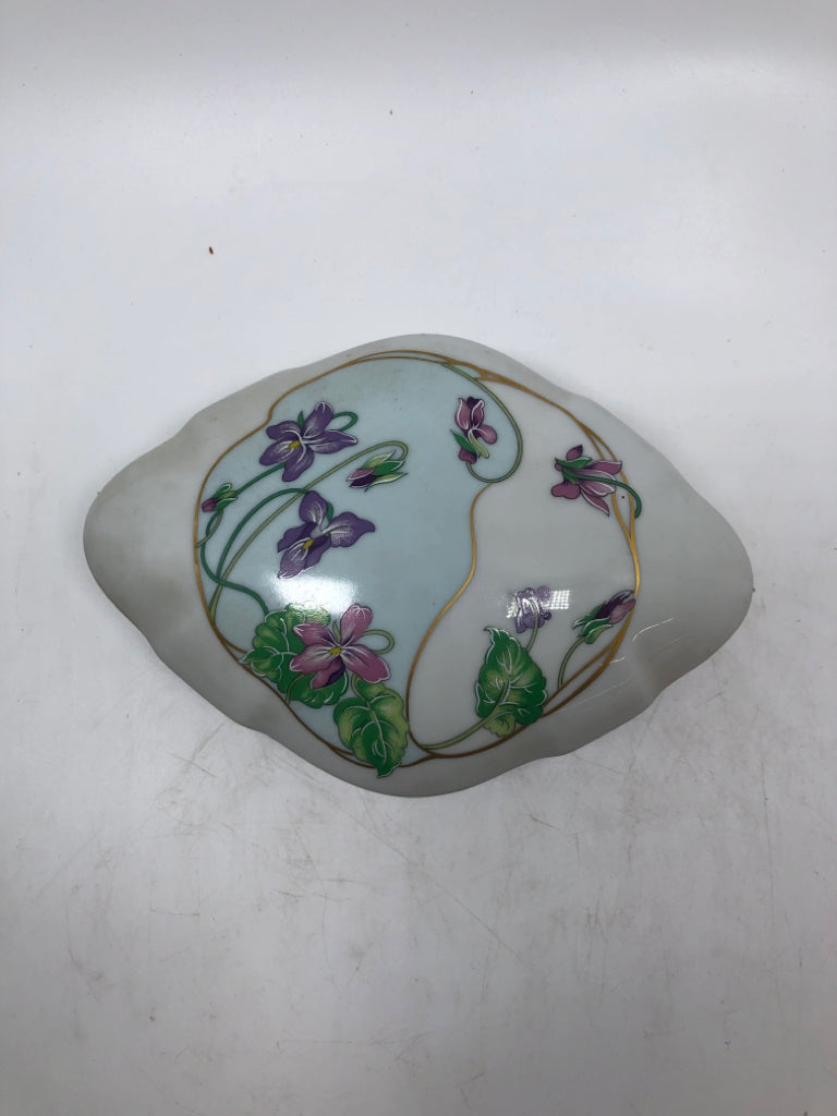 LIMOGE COVERED FLORAL DISH.