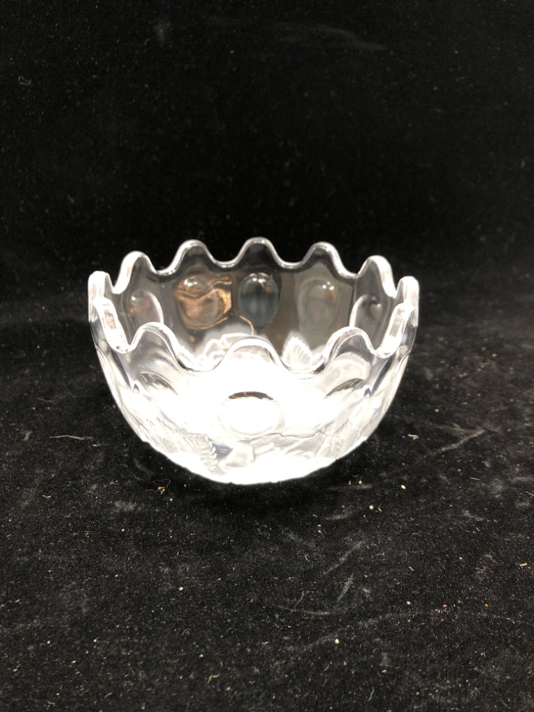 GERMAN CRYSTAL FROSTED ROSE BOWL.