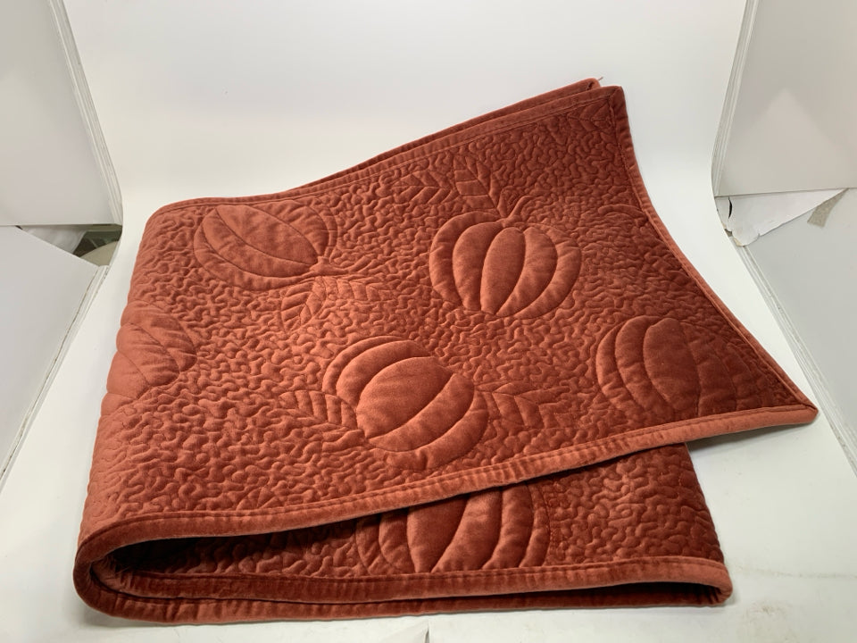 EMBOSSED PUMPKINS BURNT ORANGE VELOUR TABLE RUNNER.