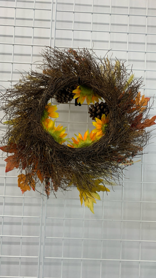 FALL WREATH W/PINECONES.