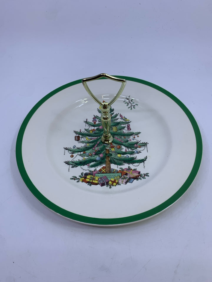 SPODE CHRISTMAS TREE TIDBIT TRAY.