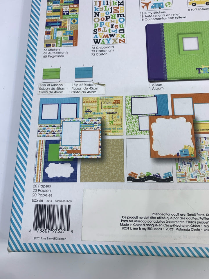 NIP TRAVEL SCRAPBOOK ALBUM BOX KIT.