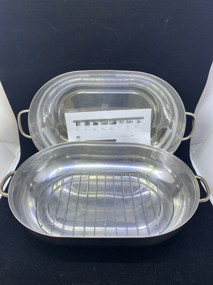 STAINLESS STEAL TURKEY ROASTER PAN DOME LID REVERE WARE.