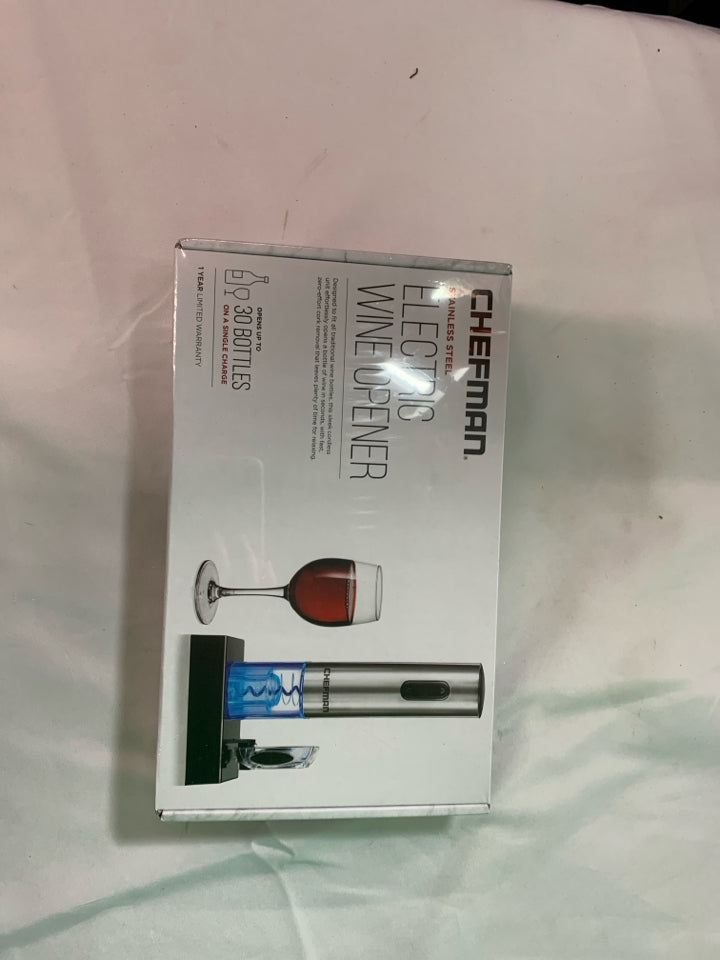 NIB STAINLESS STEEL ELECTRIC WINE OPENER-CHEFMAN