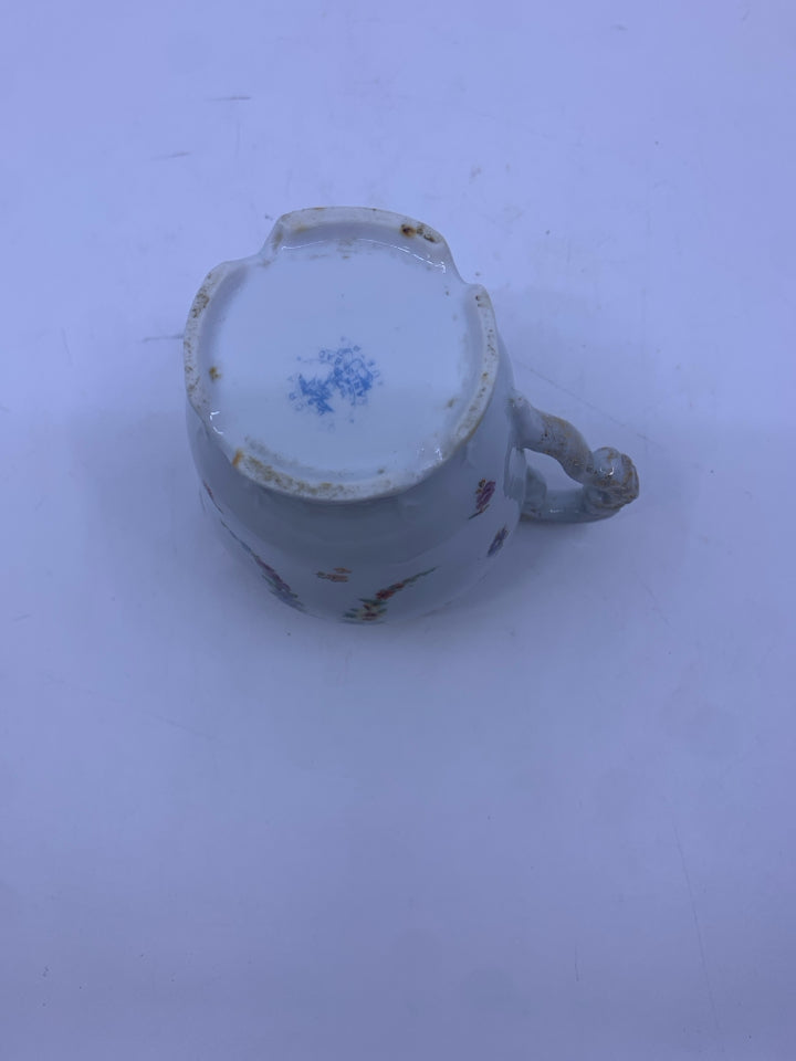 VTG THIN PORCELAIN FLORAL CREAMER.