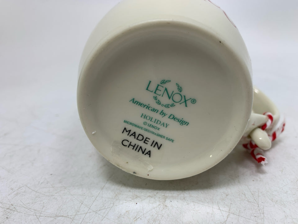 2 LENOX NAUGHTY & NICE MUGS W/ SPOONS.