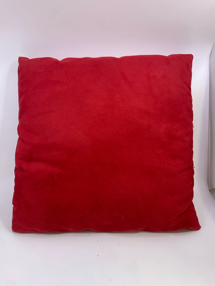 RED SUEDE PILLOW.