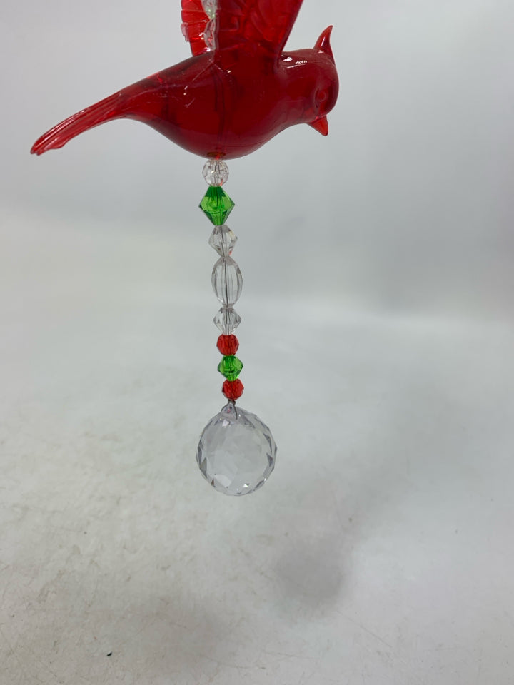 BEADED RED CARDINAL SUNCATCHER W/ PRISM.