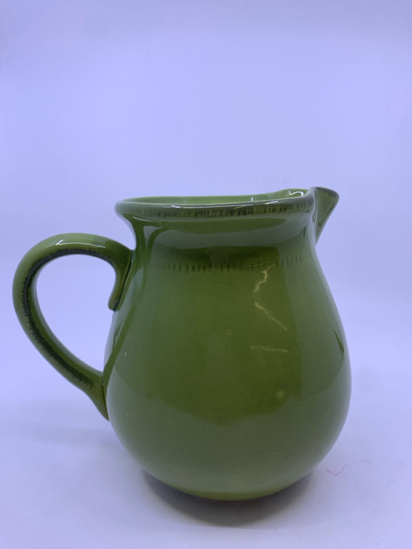 ROOSTER EMBOSSED GREEN PITCHER.