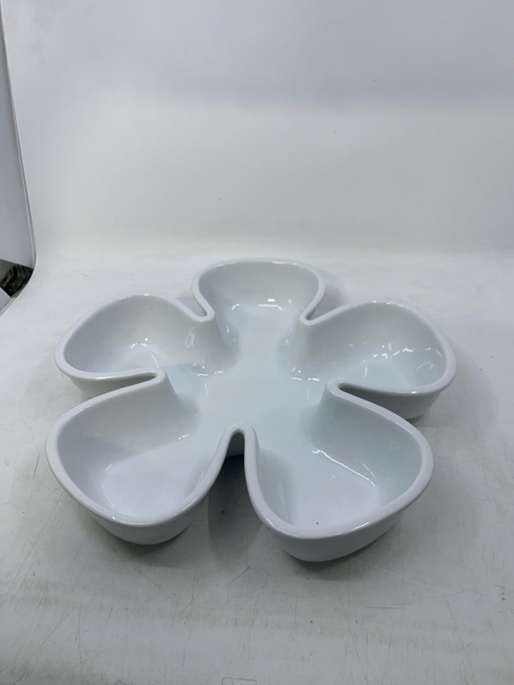 WHITE FLOWER SHAPED SERVING BOWL.
