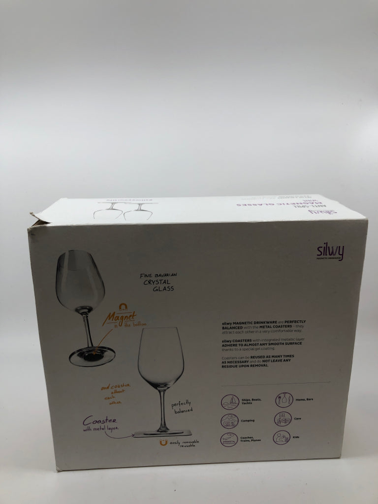 NIB 2 MAGNETIC WINE GLASSES