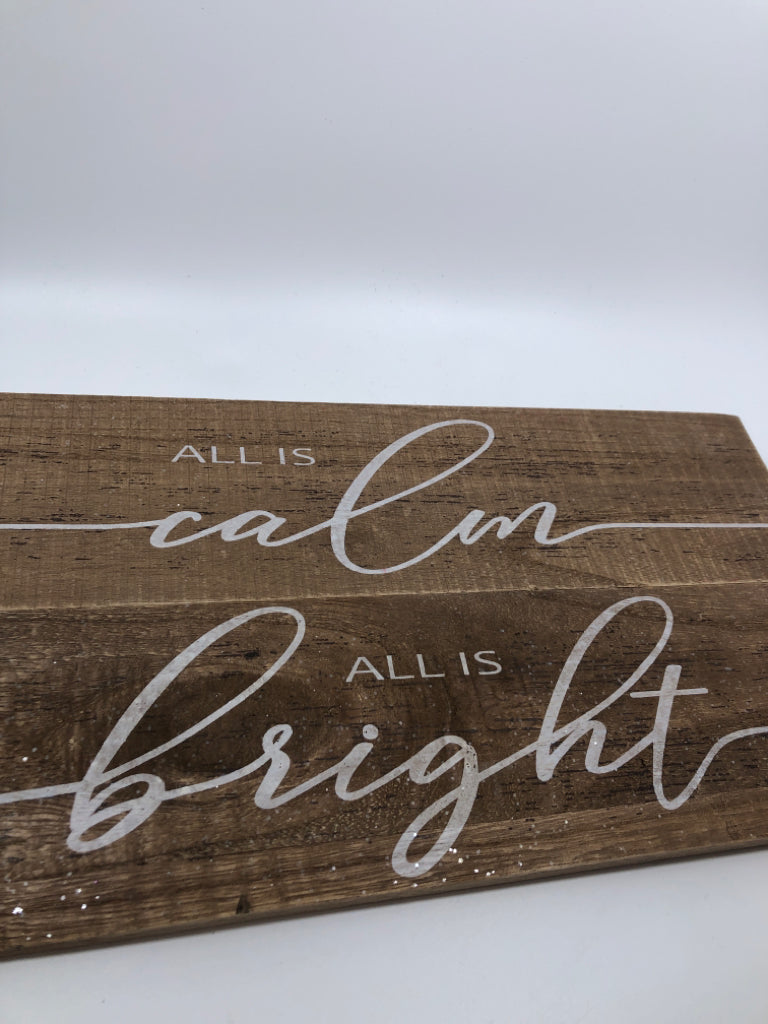 2PC "ALL IS CALM" "ALL IS BRIGHT" WOOD SIGNS.