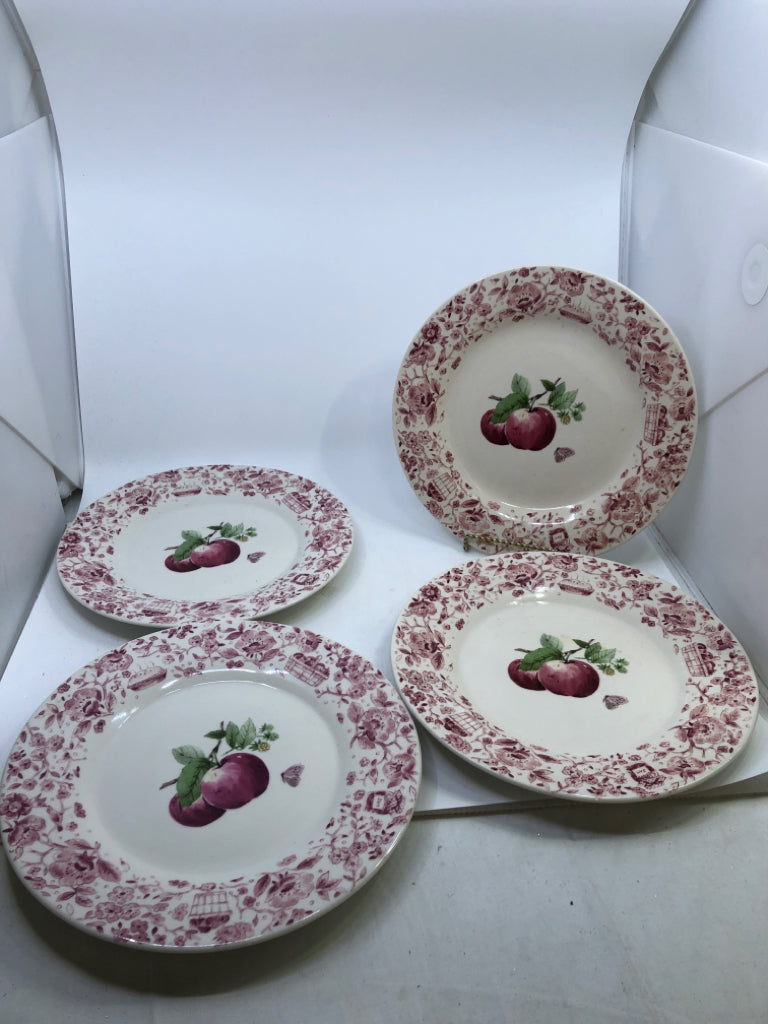 4 APPLE PATTER PFALTZGRAFF DINNER PLATES.